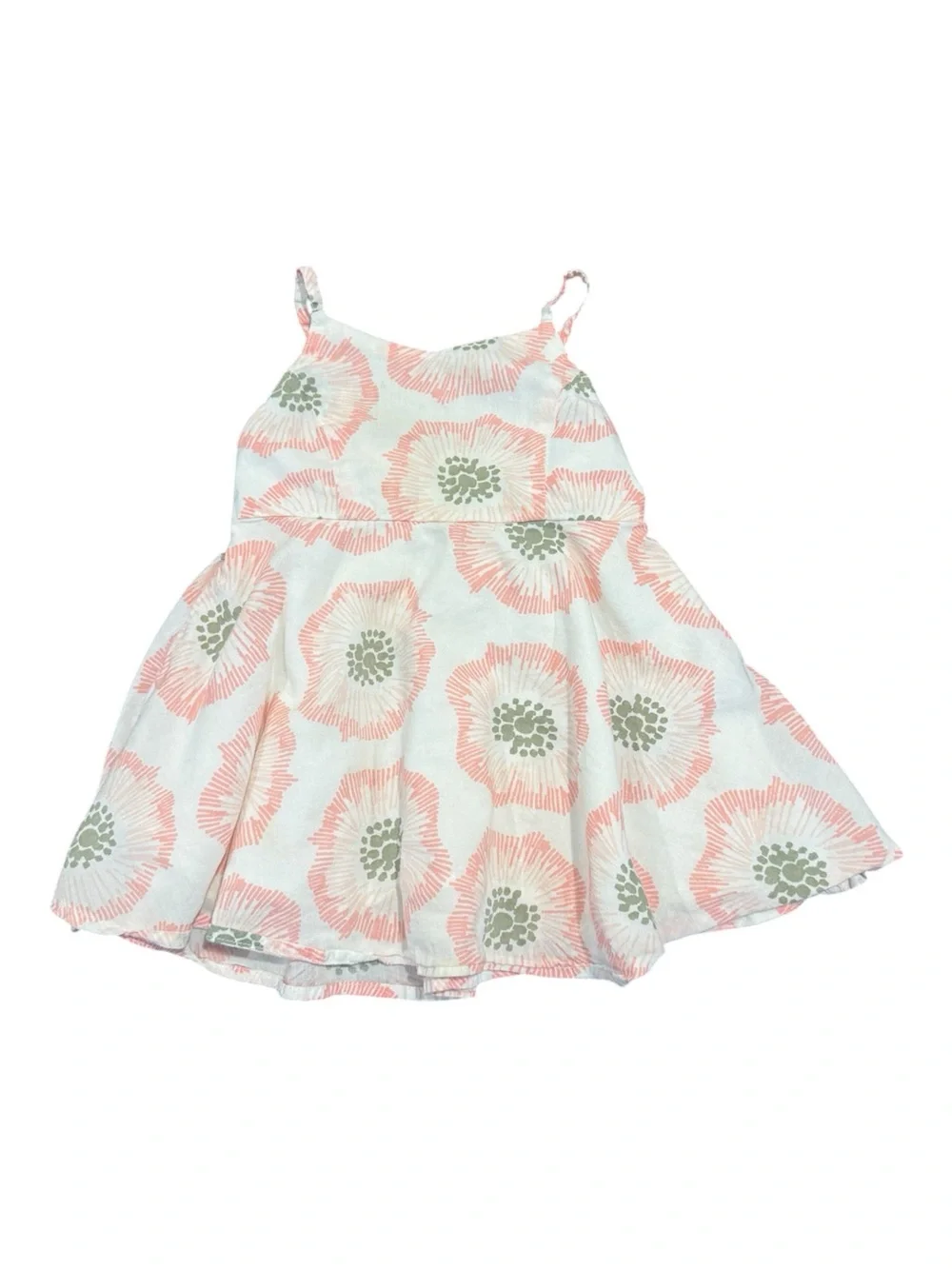 Old Navy Toddler White Sundress with Coral and Sage Floral Print